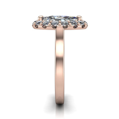 Raelyn Marquise Shape Halo Engagement Ring in 18K Rose Gold