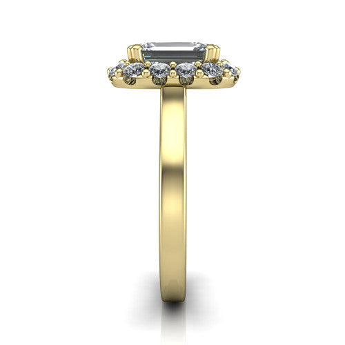 Raelyn Emerald Shape Halo Engagement Ring in 18K Yellow Gold