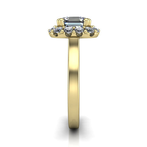 Raelyn Square Emerald Shape Halo Engagement Ring in 14K Yellow Gold