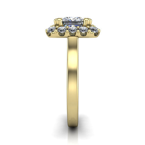 Raelyn Princess Shape Halo Engagement Ring in 14K Yellow Gold