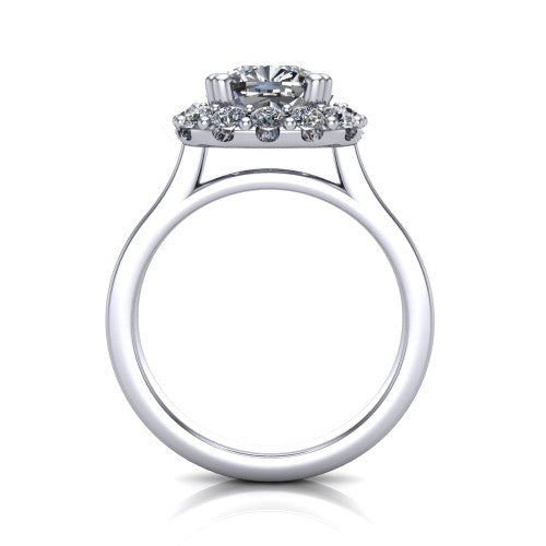Raelyn Cushion Shape Halo Engagement Ring in 18K White Gold