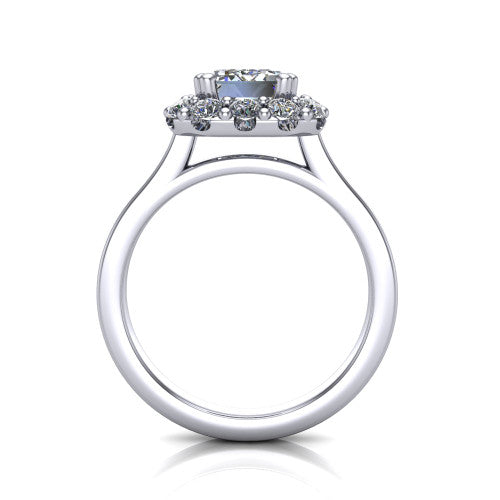 Raelyn Emerald Shape Halo Engagement Ring in 18K White Gold