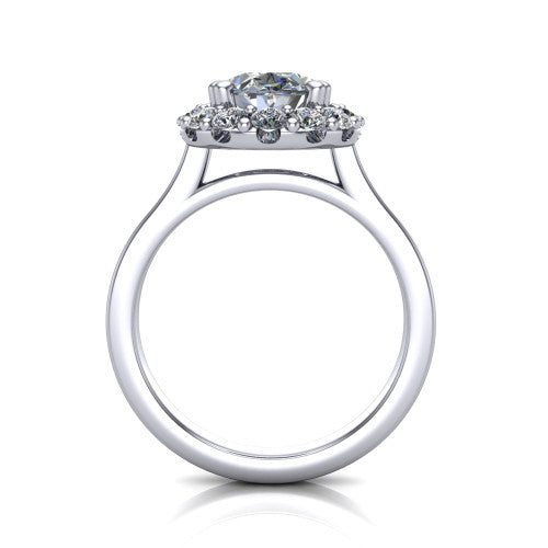 Raelyn Oval Shape Halo Engagement Ring in 14K White Gold