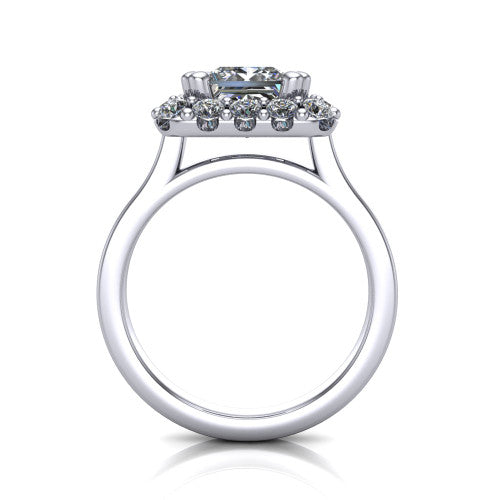 Raelyn Princess Shape Halo Engagement Ring in Platinum