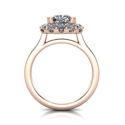 Raelyn Cushion Shape Halo Engagement Ring in 14K Rose Gold