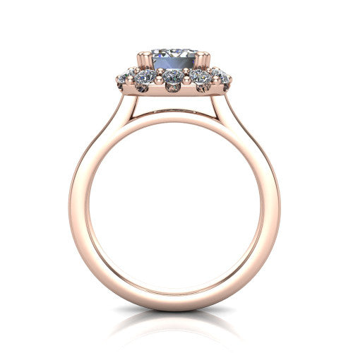 Raelyn Emerald Shape Halo Engagement Ring in 18K Rose Gold