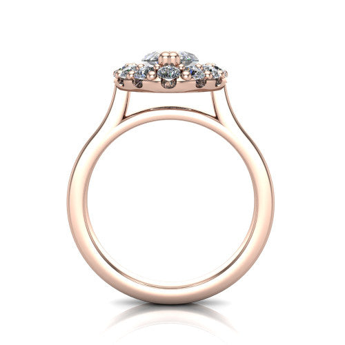 Raelyn Marquise Shape Halo Engagement Ring in 18K Rose Gold