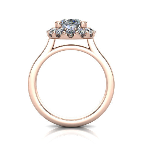 Raelyn Oval Shape Halo Engagement Ring in 18K Rose Gold