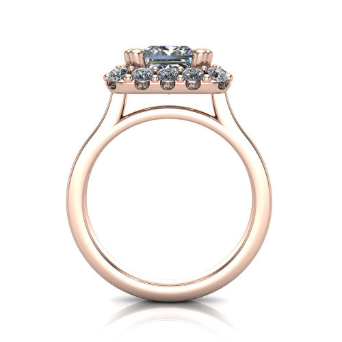 Raelyn Princess Shape Halo Engagement Ring in 18K Rose Gold