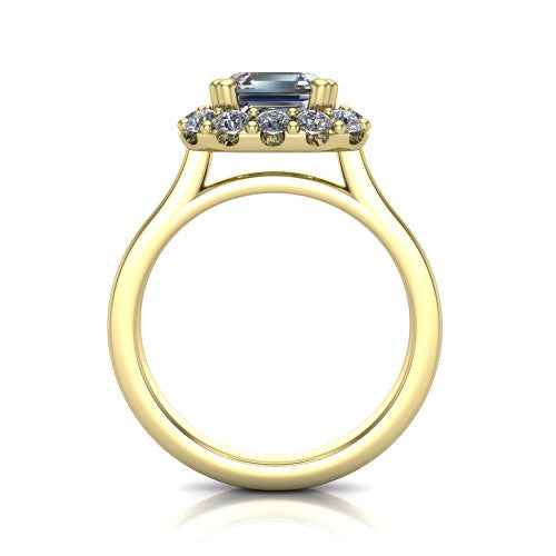 Raelyn Square Emerald Shape Halo Engagement Ring in 14K Yellow Gold