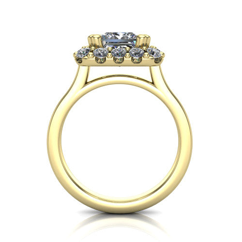 Raelyn Princess Shape Halo Engagement Ring in 18K Yellow Gold