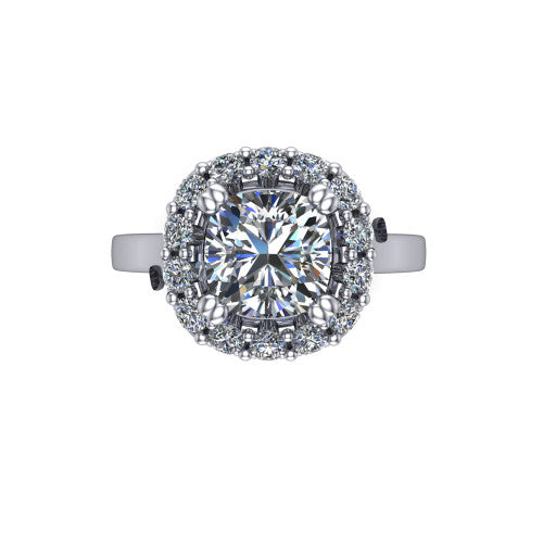 Raelyn Cushion Shape Halo Engagement Ring in Platinum