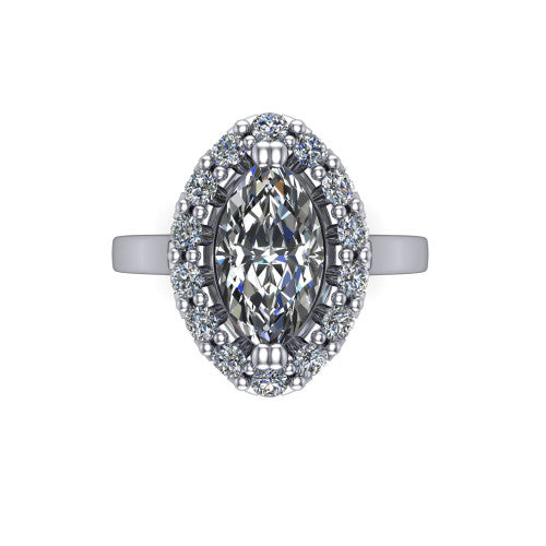 Raelyn Marquise Shape Halo Engagement Ring in Platinum