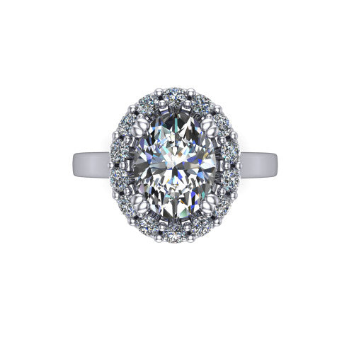Raelyn Oval Shape Halo Engagement Ring in Platinum