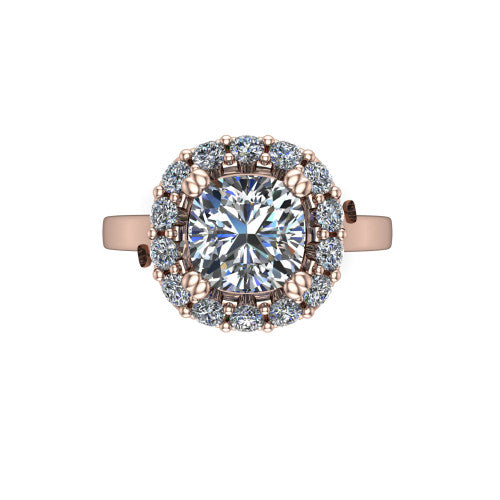 Raelyn Cushion Shape Halo Engagement Ring in 18K Rose Gold