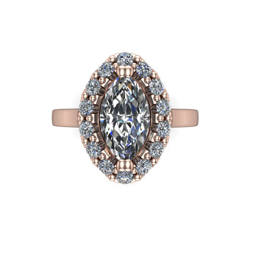Raelyn Marquise Shape Halo Engagement Ring in 14K Rose Gold