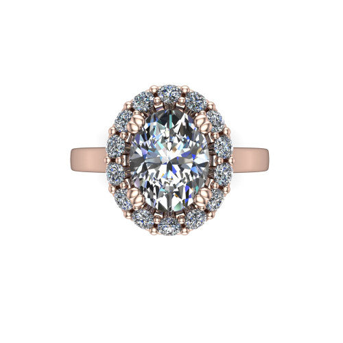 Raelyn Oval Shape Halo Engagement Ring in 14K Rose Gold
