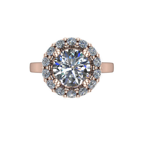 Raelyn Round Shape Halo Engagement Ring in 14K Rose Gold