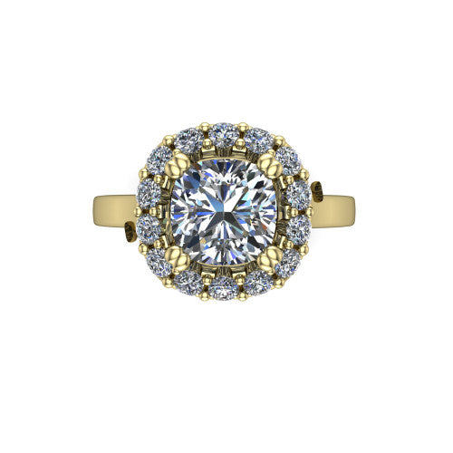 Raelyn Cushion Shape Halo Engagement Ring in 14K Yellow Gold