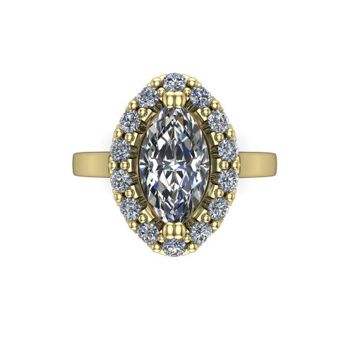 Raelyn Marquise Shape Halo Engagement Ring in 14K Yellow Gold