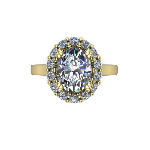 Raelyn Oval Shape Halo Engagement Ring in 14K Yellow Gold