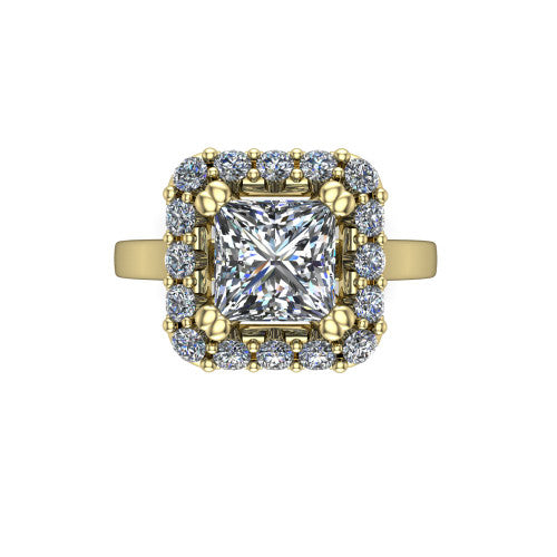 Raelyn Princess Shape Halo Engagement Ring in 14K Yellow Gold