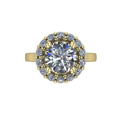 Raelyn Round Shape Halo Engagement Ring in 18K Yellow Gold
