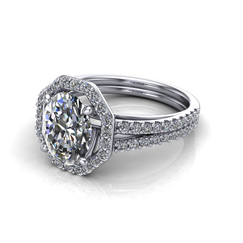 Briella Oval Shape Halo Engagement Ring in Platinum