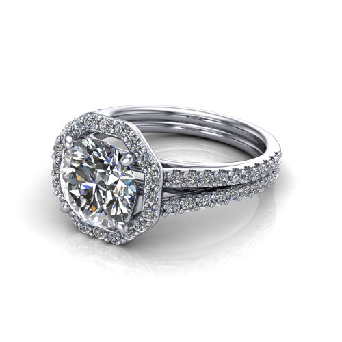 Briella Round Shape Halo Engagement Ring in Platinum