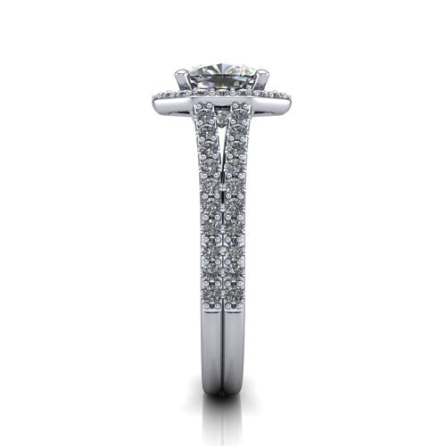 Briella Cushion Shape Halo Engagement Ring in 14K White Gold