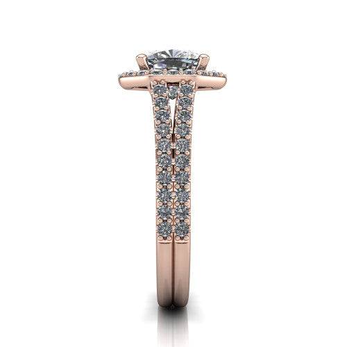Briella Cushion Shape Halo Engagement Ring in 14K Rose Gold