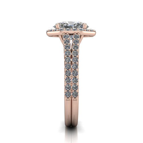 Briella Oval Shape Halo Engagement Ring in 18K Rose Gold