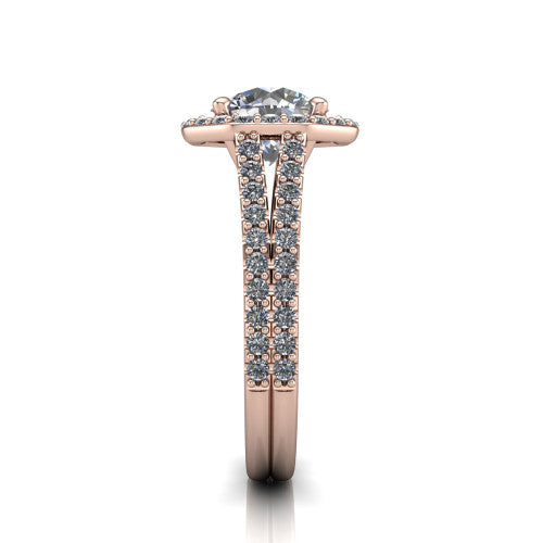 Briella Round Shape Halo Engagement Ring in 18K Rose Gold