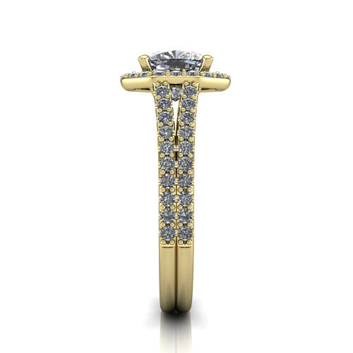 Briella Cushion Shape Halo Engagement Ring in 14K Yellow Gold