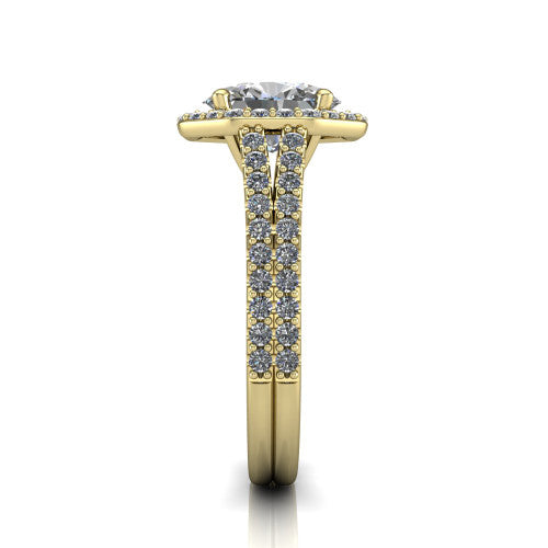 Briella Oval Shape Halo Engagement Ring in 18K Yellow Gold