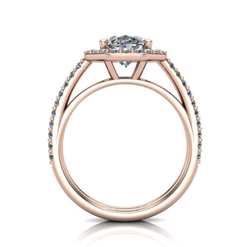 Briella Oval Shape Halo Engagement Ring in 18K Rose Gold