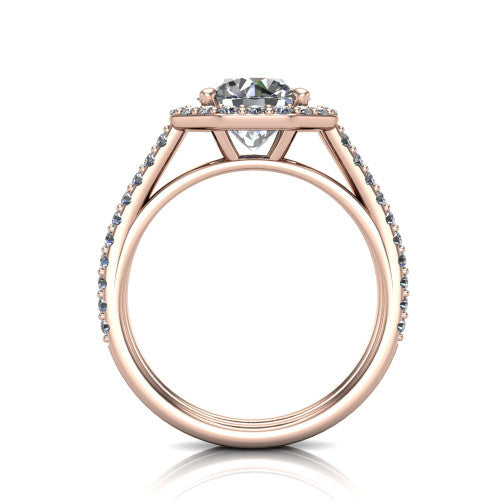 Briella Round Shape Halo Engagement Ring in 18K Rose Gold