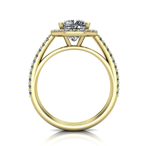 Briella Cushion Shape Halo Engagement Ring in 14K Yellow Gold