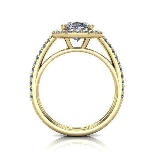 Briella Oval Shape Halo Engagement Ring in 14K Yellow Gold