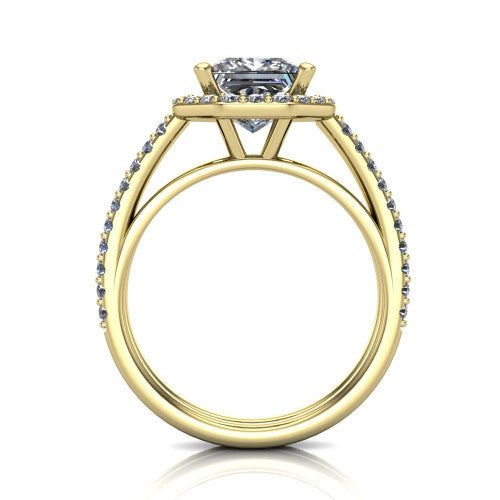 Briella Princess Shape Halo Engagement Ring in 14K Yellow Gold