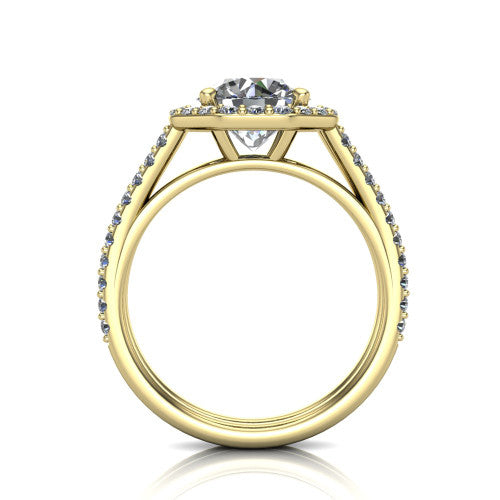 Briella Round Shape Halo Engagement Ring in 18K Yellow Gold