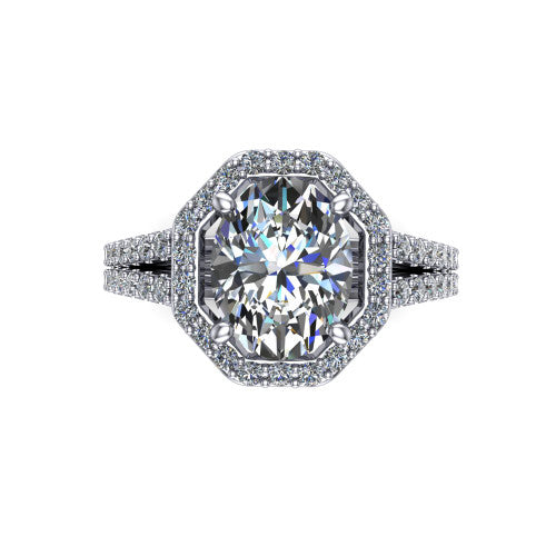 Briella Oval Shape Halo Engagement Ring in Platinum