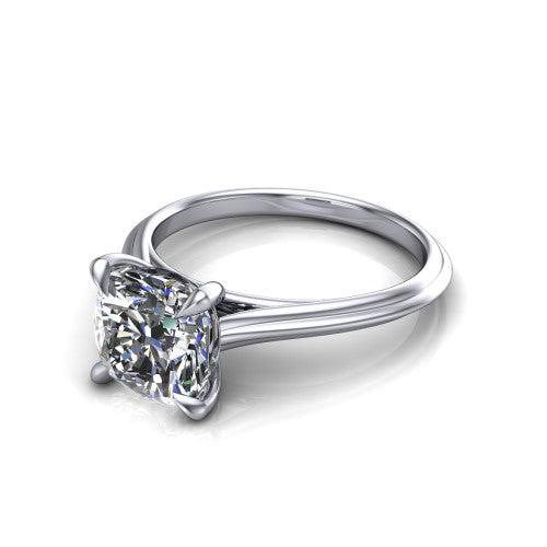 Arleia Cushion Shape Classic Engagement Ring in 18K White Gold