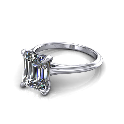 Arleia Emerald Shape Classic Engagement Ring in 14K White Gold