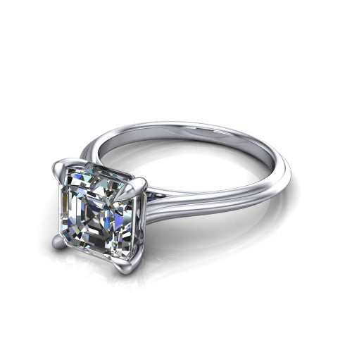 Arleia Square Emerald Shape Classic Engagement Ring in Platinum