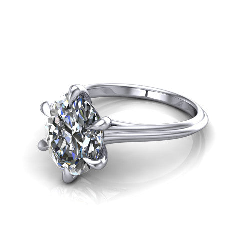 Arleia Oval Shape Classic Engagement Ring in 14K White Gold