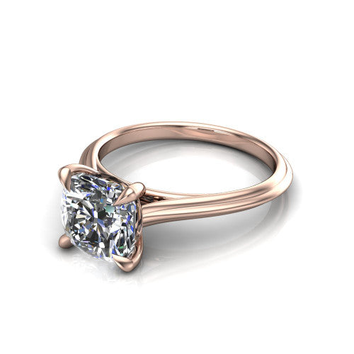 Arleia Cushion Shape Classic Engagement Ring in 14K Rose Gold