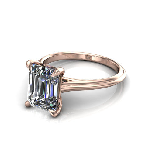 Arleia Emerald Shape Classic Engagement Ring in 14K Rose Gold