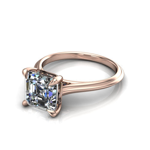 Arleia Square Emerald Shape Classic Engagement Ring in 14K Rose Gold