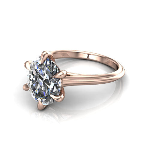 Arleia Oval Shape Classic Engagement Ring in 14K Rose Gold